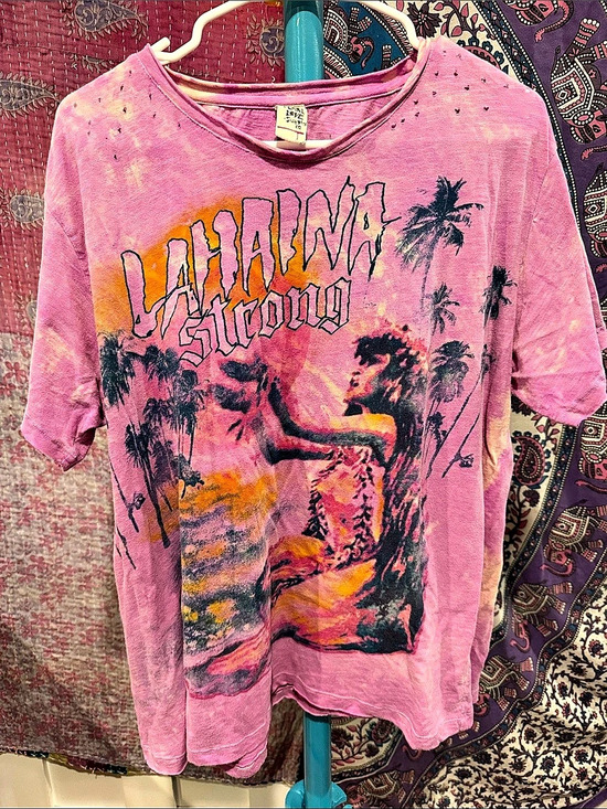 Magnolia Pearl Tops - Magnolia Pearl Lahaina Strong Tee Graphic Short Sleeve Pink & Purple